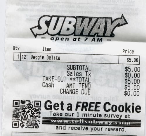 subway survey code