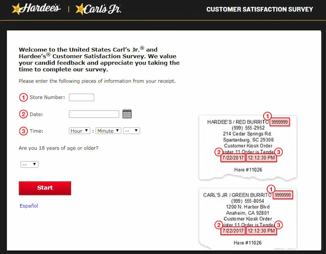 hardee's customer survey