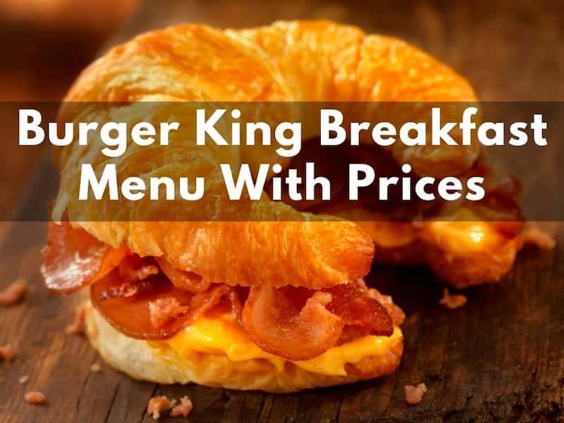 Burger King Breakfast Menu with prices